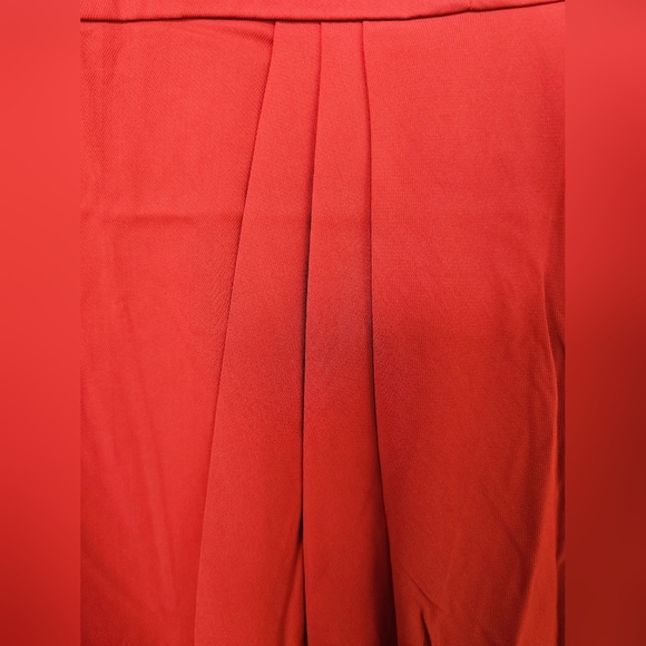 Lulus Women's Reinette Rust Red Faux Wrap Pleated Overlap Sleveless Midi Dress - Picture 11 of 16